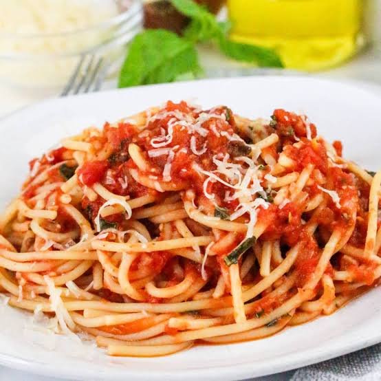 Pasta Napolitan(Tomato Sauce with Cheese Topping)